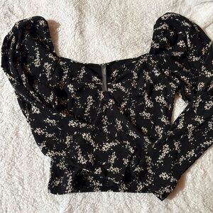 Anthropologie Black and tan  Floral Blouse